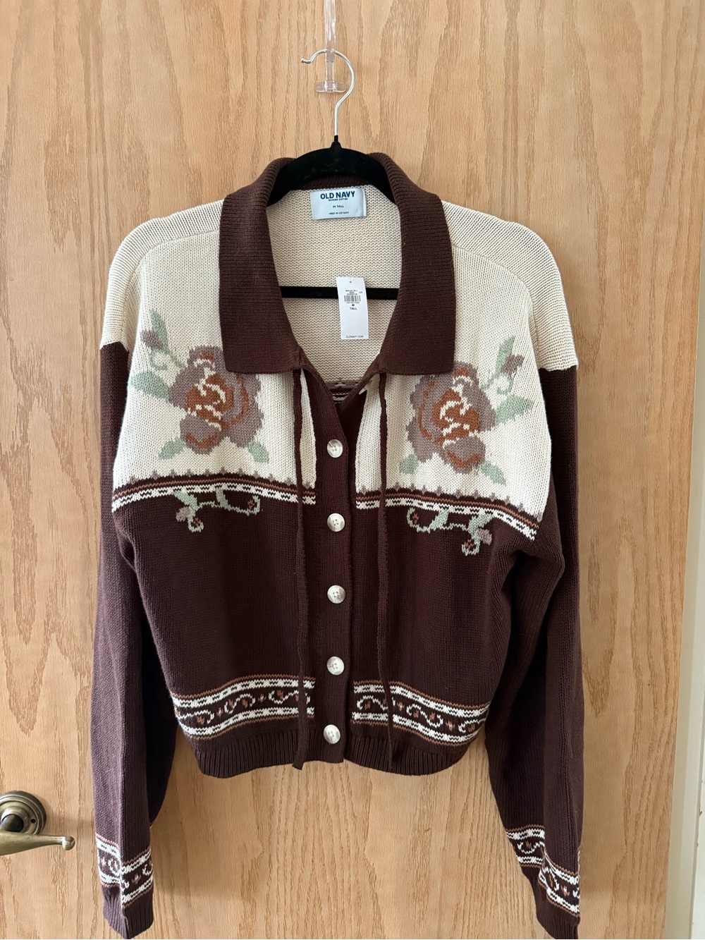 Old Navy Vintage Inspired Seaside Tie Front Cardigan Earthen